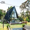 Venda Direta de Fábrica Camping de Férias ao Ar Livre Cabana de Troncos Triangular Pousada Design de Varanda Ensolarada Construção Casa Pré-fabricada Exportável