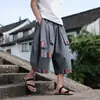 Verano 2026 Nuevo Estilo Chino para Hombre Retro Patrón Agrietado Diseño de Nicho Algodón y Lino Pantalones Anchos de Baile