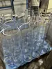 Vaso de Vidro Cilíndrico Transparente Branco para Arranjo de Flores, Decoração de Bar, Centros de Mesa de Casamento, Vaso de Bambu Hidropônico e Outros Usos
