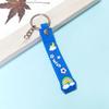 6015# Llavero de goma blanda de PVC con accesorios de cuerda de cuero Llavero con patrón de arcoíris WISH Correa para la muñeca Lanyard