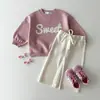 Ropa Infantil Estilo Coreano Ins Otoño Nuevo Lindo Top Patrón de Letras Infantiles Estilo Occidental Cuello Redondo Sudadera Versátil