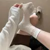 Meias de Renda com Bolinhas Estilo Coreano para Mulheres, Meias Finas de Malha Respiráveis para o Verão na Altura da Panturrilha, Meias Sem Costura Estilo Ballet Japonês