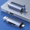Adequado para leitor de cartão de telefone móvel relâmpago / TC USB liga de alumínio três em um multifuncional TF / SD leitura de cartão