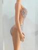 Vestido Corto Transparente de Malla con Brillo de Pedrería, Cristales y Perforaciones Calientes para Fiesta de Cumpleaños, Reina del Escenario para Mujer 2025