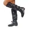 Comercio exterior transfronterizo europeo y americano en stock 2025 venta al por mayor botas de mujer de punta redonda sin cordones con tacón cuadrado, nuevas botas de PU de media caña para otoño e invierno