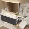 Lavabo de Mano para Baño Inodoro Extensión Pizarra Cerámica Lavabo Integrado sin Costuras Combinación de Gabinete de Baño Estilo Hotel
