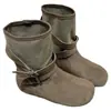 Botas western de lona y piel genuina para mujer, estilo otoño 2026, botas de plataforma de moda con aumento de altura interior, botas Martin de suela suave, botas de motociclista elegantes