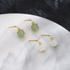 Brincos Antigos de Ouro e Jade Branco, Brincos Estilo Novo Chinês Retrô Atacado, Brincos Redondos de Contas de Jade Hetian Estilo Étnico