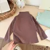 Roupas Infantis Outono Inverno Meninas Camada Base Térmica Lã Fleece Quente Gola Meia Alta Top Bebê Cor Sólida Roupa Íntima Camiseta Manga Longa Comércio Exterior