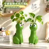 Jarrón de Gato Lindo de Ojos Grandes Plantas Verdes Hidropónicas Jarrón para Arreglos Florales Adorno Decoración de Sala de Estar Hogar Balcón Escritorio