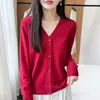 Cárdigan de punto simple con cuello en V para mujer, suéter suave para primavera y otoño, corte holgado, adelgazante, prenda exterior versátil, top de capa base