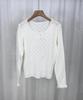 Jersey de cuello redondo de puro deseo con encaje hueco y lazo, tejido de manga larga, estilo coreano, estilo fresco, corto, ajustado, adelgazante, para exterior, top