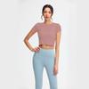 Nova cor blusa feminina manga curta para yoga slim fit T-shirt two-way frontal e traseira top com cadarço fitness Outdoor