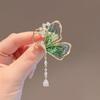Broche Borboleta com Franja de Luxo Leve, Alfinete Pingente Semi-Transparente para Atacado, Joia Elegante com Toque de Alto Padrão, Acessórios de Cristal e Pérola