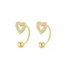 Pendientes de corazón calado con microincrustaciones de circonita, transfronterizos europeos y americanos, nuevo diseño de lujo ligero, pendientes de tornillo retorcido para mujer