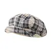Moda, Nuevo Sombrero Octagonal a Cuadros Blanco y Negro Estilo Japonés, Boina Versátil Retro que Hace que la Cara se Vea Más Pequeña