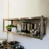 Estante de Almacenamiento de Pared para Cocina Acero Inoxidable Dos Niveles Estante Colgante Soporte para Especias Brazo Estante 3 Estante de Exhibición de Almacenamiento para Restaurante 2