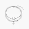 Pulsera de Estrellas y Lunas con Perlas Nueva de Verano para Niñas Estilo ins Nicho Elegante Pulsera Simple Set de Pulseras Ojo de Gato