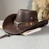 Fivela de Rebite para Cinto de Couro Chapéu Jazz para Homens e Mulheres Primavera, Verão e Outono Viagem ao Ar Livre Chapéu de Sol Aba Larga Chapéu de Cowboy Ocidental de Xizang