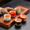 Taza de té de cerámica "Qianli Jiangshan", taza de maestro "Lu Bao", juego de té kung fu cultural y creativo, juego de caja de regalo para degustación de té, recuerdo