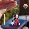 Chaveiro Pingente Dançarino Transfronteiriço Acrílico Manga Branca Novo Produto Plano 2D Roupa Vermelha Decoração de Carro Desenho Animado Item Padrão