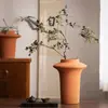 Jingdezhen Estilo Wabi-Sabi Cerámica Rústica Diseño de Nicho Jarrón de Cerámica para Mesa de Entrada o Decoración de Casa de Huéspedes con Flores Secas