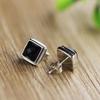 Pendientes de plata con temperamento de moda, joyería de plata S925, pendientes de ágata negra tallada, productos de fábrica de origen