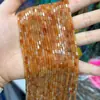 Cuentas rectangulares de piedra natural de 2*4 mm, piezas rectangulares pequeñas, componentes de joyería semiacabados en forma de tira larga, directo del fabricante