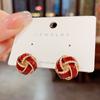 Aretes franceses de nicho con gota de esmalte retorcido en forma de círculo serpenteante, aretes de aguja de plata de alta gama de lujo ligero, nuevos aretes de moda 2024