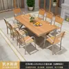 Juego de mesa y sillas para exteriores, juego de mesa y sillas de comedor de ocio de madera plástica anticorrosiva para patio, mesa y sillas de té al aire libre para balcón de jardín de villa