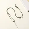 Collar con Cordón Ajustable Tejido a Mano para Mujer Colgante Fino de Oro Jade Cristal Cera de Abeja Ámbar Cadena para Clavícula