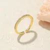 Anel de Dedo Geométrico com Abertura em Zircônia Triangular Estilo Coreano Banho de Ouro 18k Cobre Design de Luxo Leve Nicho para Mulheres