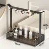 Organizador de cosméticos para banheiro, bancada de toucador, estação de cuidados com a pele, armazenamento de banheiro, cor aço inoxidável, expositor de perfumes