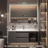Set de mueble de baño inteligente con lavabo cerámico integrado, combinación simple de mueble y lavabo, mueble de lavabo para tocador de baño
