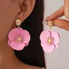 Colgante de Flor Pintada con Spray de Aguja de Plata Pendientes de Perla de Lujo Ligero Pendientes de Botón de Gama Alta Pendientes Dulces de Moda con un Diseño Único