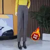 Pantalones de Lana Versátiles Casuales para Otoño e Invierno, Pantalones de Lana Gruesa Acortados de Pierna Recta Estrecha para Madres Bajitas