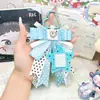 Bolsa Acabada Original Feita à Mão com Renda de Bolinhas Laço de Diamante Pingente de Chaveiro para Menina Acessório de Bolsa Vintage