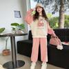 Otoño 2024 Nuevo traje para niñas Vestido de otoño para niñas medianas y grandes Pantalones deportivos casuales de estilo occidental Conjunto de dos piezas de moda