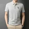 Negocio Comercio exterior Verano 2023 Camiseta de manga corta para hombre con solapa bordada talla grande polo para jóvenes y mediana edad top de color liso