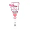 Porta credencial de identificación con clip para documentos, decoración de cuenta de bola de diamante rosa hecha a medida profesional, con hebilla de fácil extracción, regalo sorpresa para el lugar de trabajo