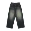 Jeans Rectos Florales Lavados Vintage Desgastados Unisex Sueltos Estilo High Street Americano Pantalones Largos Versátiles Pantalones de Mezclilla