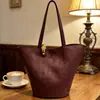 Bolsa Tote de Couro Assimétrica Personalizada Jacquemus, Bolsa de Mão Vintage, Bolsa Saco de Camurça Fosca