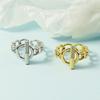 Anillo Abierto Torcido con Forma de Hebilla Tot para Mujer Estilo Lujo Ligero Chapado en Oro Real Combinable Simple Personalizado Anillo de Diamantes Celebridad de Internet