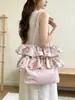 5423 Nuevo Bolso de Hombro Patchwork Floral Rosa Vintage para Mujer con Volantes, Gran Capacidad, para Viaje, Portátil, de Axila