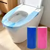 Filme descartável anti-sujeira para vaso sanitário, portátil, para uso em hotel e viagem, filme protetor azul, filme isolante autoadesivo perfurado