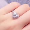 Anel Brincos Coração Cheio de Diamantes Imitação Moissanita Diamante de Alto Carbono Estilo Japonês de Luxo Leve Brincos Femininos Design de Nicho Conjunto de Joias Elegantes