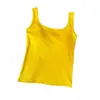 Nuevo Chaleco Sexy de Verano con Escote en U Sexy para Chica Sexy, Espalda Descubierta, Delgado, Ajustado, sin Mangas, con Almohadillas para el Pecho, Top Corto