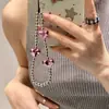 Estilo Ins Pequena Alto Valor de Cor Prata Galvanizada em Pó Coração Corrente de Contas para Celular Câmera Decorativa Queda Fotoelétrica Resistente Corrente de Suspensão