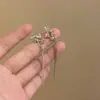 Pendientes de Borla de Metal y Perla Estilo Coreano de Lujo Ligero con Flores Afelpadas, Diamantes Brillantes, Felpa de Copo de Nieve, Pendientes Modernos y Versátiles