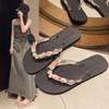 Chinelos femininos verão interior sapatos de praia beira-mar uso externo eva banho transparente flor antiderrapante doce plano